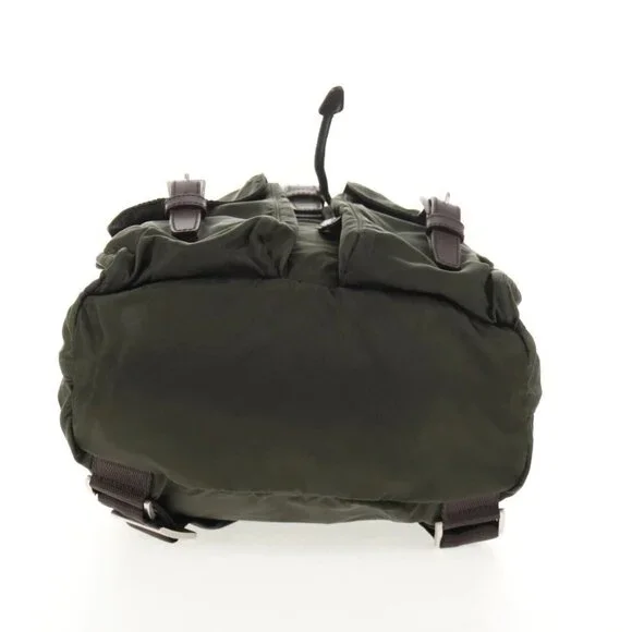 PRADA Backpack Nylon Khaki Silver Auth 143343 PRADA Backpack Nylon Khaki Silver Auth 143343 main image 3